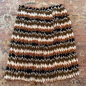 Chevron Pleated Skirt - Brown, Black, White, Camel, Green